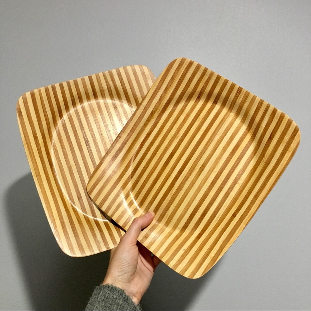 Totally Bamboo two toned plates set of 2 EUC